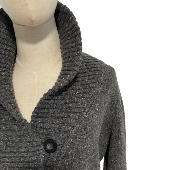 Y2K TOMMY HILFIGER SHAWL COLLAR SWEATER GREY OVERSIZED PREPPY COTTON BLEND SZ M - Picture 7 of 12